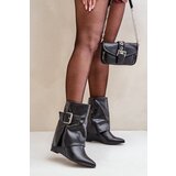 FI1 Wedge Ankle Boots With Folded Shaft And Buckle Black Vortinia | Shoptok.si