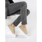 Shelvt Beige women's sneakers with a thick sole | shoptok.hr