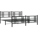 vidaXL Metalni okvir kreveta uzglavlje i podnožje crni 193x203 cm | shoptok.hr
