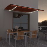 vidaXL Ročno zložljiva tenda z LED lučmi 450x300 cm oranžna in rjava Cene