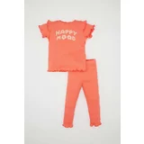 Defacto Baby Girl Printed Ribbed T-Shirt Leggings 2 Piece Set