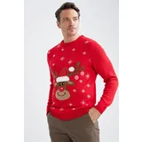 Defacto New Year Themed Regular Fit Crew Neck Sweater