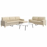  3-dijelni set sofa s tabureom i jastucima krem tkanina | shoptok.hr