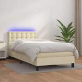 vidaXL Krevet box spring s madracem LED krem 100x200cm od umjetne kože | shoptok.hr