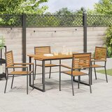  Vrtni set za objed 5 pcs Crna Čvrsto drvo akacije | shoptok.hr