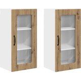 vidaXL Stenska kuhinjska omarica 2 pcs Umetni hrast 40 x 31 x 80 cm | Shoptok.si