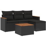  The Living Store Vrtna sedežna garnitura 5-delna z blazinami črn poli ratan - Vrtna Sedežna Garniture, (21460700) | Shoptok.si