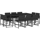 The Living Store Vrtna jedilna garnitura 11-delna z blazinami črna poli ratan - Vrtna Jedilna Garnitura, (21462021) | Shoptok.si