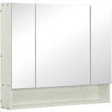 Kleankin Kopalniška omarica z ogledalom z nastavljivimi policami, 3 vrati in omaricami, MDF in steklo, 90x15x75cm, bela, (20754094) Cene