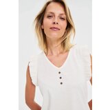 Marisse White Blouse With Ruffles On The Shoulders | shoptok.hr