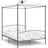 vidaXL Posteljni okvir z ogrodjem za baldahin siv kovinski 180x200 cm | Shoptok.si