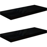 Maison Chic 2 kosi Lebdeče Stenske Police - Viseče police sijaj črne 60x23,5x3,8 cm MDF, (21793772) | Shoptok.si