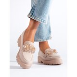 SHELOVET Beige Women's Suede Loafers | shoptok.hr