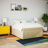 vidaXL Box spring postelja z vzmetnico krem 140x200 cm blago | Shoptok.si