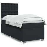 vidaXL Box spring postelja z vzmetnico črn 100x200 cm umetno usnje | Shoptok.si