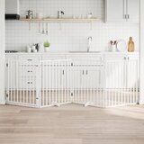 Vrata za pse s vratima, sklopiva, 4 panela, bijela, 320 cm, drvo topole | shoptok.hr
