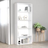 vidaXL Knjižna omara 5-nadstropna bela 80x30x189 cm iverna plošča Cene