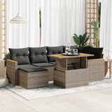 vidaXL 7-dijelni set vrtnih sofa poliratan i bagrem s jastucima sivi Cijene