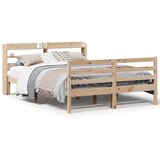 vidaXL Posteljni okvir z vzglavjem 150x200 cm trdna borovina Cene