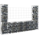 vidaXL Gabionska košara U-oblika s 2 stupa 140 x 20 x 100 cm željezna | shoptok.hr
