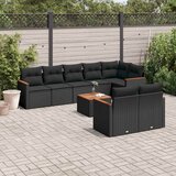  9-dijelni set vrtnih sofa s jastucima crni od poliratana | shoptok.hr