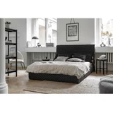 Miuform Crni tapecirani bračni krevet s podnicom 160x200 cm Sleepy Luna -