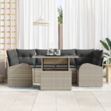 vidaXL Set vrtnih sofa od 7 dijelova s jastučićima Svjetlosiva Poli ratan | shoptok.hr
