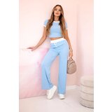 Kesi Włoski Ribbed set blouse + wide-leg trousers blue | shoptok.hr