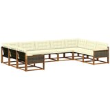 vidaXL Zunanja garnitura za sedenje z blazino 9 pcs Naravna in smetana, (5000272825) | Shoptok.si