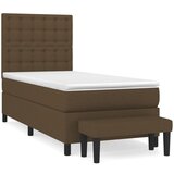 vidaXL Box spring postelja z vzmetnico temno rjava 90x200 cm blago, (20898651) Cene
