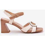 S. BARSKI Leather Elegant Women's Sandals On A Heel Beige D&A MR38-570 | Shoptok.si