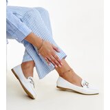 Gemre White Loafers with Zircon Buckle Mali | Shoptok.si