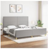  Posteljni okvir z vzglavjem svetlo siv 200x200 cm blago | Shoptok.si