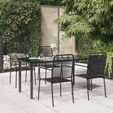  5-dijelni vrtni blagovaonski set crni pamučno uže i čelik | shoptok.hr