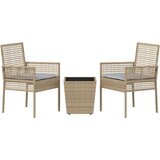  3-delni vrtnarski bistro set s blazinami bež poli ratan, (22015440) | Shoptok.si