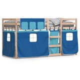 vidaXL Krevet na kat sa zavjesama plavi 90x190 cm od masivne borovine | shoptok.hr