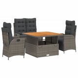  4-dijelna vrtna garnitura od poliratana s jastucima siva Dužina stola 110 cm | Shoptok.si