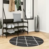 vidaXL Košata preproga moderna črna in krem Ø 100 cm | Shoptok.si