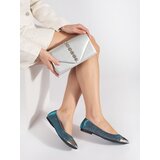 Shelvt Blue shiny ballerinas with silver toe Cijene