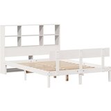 vidaXL Krevet s regalom z knjige bez madraca bijeli 160x200cm borovina | shoptok.hr