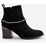Boto Warm Women's Ankle Boots On Heel With Chain Eco Suede Black Hanalen | shoptok.hr