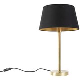 QAZQA Klasična namizna svetilka medenina s črnim odtenkom 32 cm - Simplo | Shoptok.si