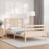 Maison Chic Posteljni okvir - Enojna postelja - Postelja za odrasle z vzglavjem trden les-J16434, (21774196) | Shoptok.si