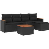  6-dijelni set vrtnih sofa s jastucima crni od poliratana | shoptok.hr