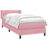 Box spring postelja z vzmetnico roza 90x220 cm žamet, (22054054) | Shoptok.si