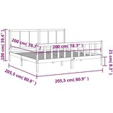  Za krevet s uzglavljem crni 200 x 200 cm od masivnog drva | shoptok.hr