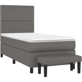  Box spring postelja z vzmetnico siva 90x200 cm umetno usnje, (20902483) | Shoptok.si