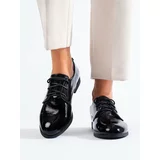 SHELOVET Lacquered black oxfords tied