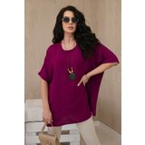 Kesi Oversized blouse with plum pendant Cene