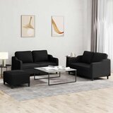  3-dijelni set sofa s jastucima crni od tkanine Cene